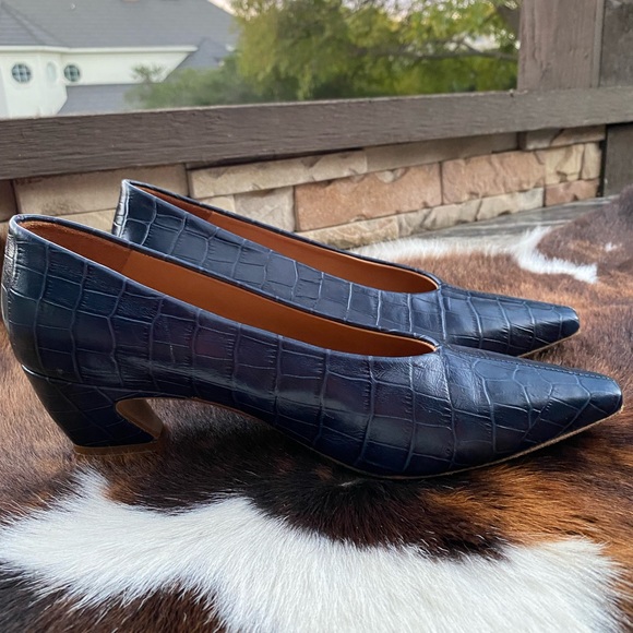 Miista Shoes - Miista London Croc Print Leather Pumps SZ 39/8.5 Deep Blue